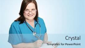  Presentation with medical clipboard - Colorful PPT layouts enhanced with smiling nurses doctors - pretty nurse with clipboard taking backdrop and a light blue colored foreground