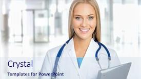  Presentation with doctor in hospital health insurance related icons healthcare person saving medical - PPT layouts consisting of smiling nurses doctors - young female doctor background and a sky blue colored foreground
