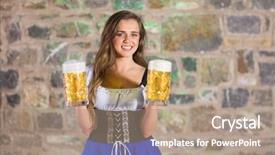  Presentation with oktoberfest - Presentation theme enhanced with smiling oktoberfest barmaid with beer background and a coral colored foreground