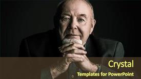  Presentation with old man - Slides having smiling old man over black background and a tawny brown colored foreground