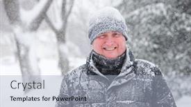  Presentation with snow - Slide set consisting of smiling-older-man-covered background and a light blue colored foreground