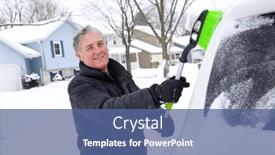  Presentation with older car - Slides with smiling-older-man-scraping-windshield background and a ocean colored foreground