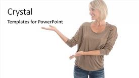  Presentation with older woman - PPT theme enhanced with smiling older or mature woman background and a white colored foreground