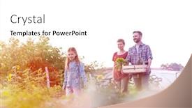  Presentation with parents - Amazing PPT theme having smiling-parents-holding-vegetables backdrop and a white colored foreground