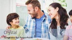  Presentation with dining - Amazing slide set having smiling-parents-looking-at-son backdrop and a  colored foreground
