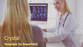  Presentation with medical desk - Slide set having smiling-patient-receiving-a-medical background and a tawny brown colored foreground