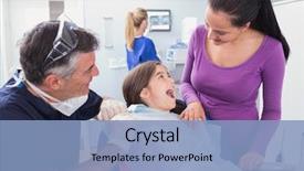  Presentation with pediatric dentist - PPT layouts featuring smiling pediatric dentist background and a light blue colored foreground