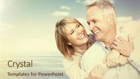  Presentation with aged - PPT layouts featuring smiling people over sky background background and a soft green colored foreground