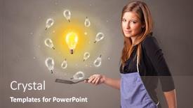  Presentation with cooking - Presentation theme featuring smiling person cooking new idea concept background and a gray colored foreground