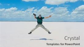  Presentation with turkey - Presentation theme having smiling-photographer-jumps background and a light gray colored foreground