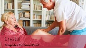  Presentation with elderly home - Presentation design enhanced with smiling-physical-therapist-treating-knee background and a red colored foreground