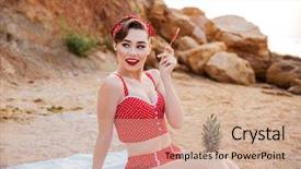  Presentation with candy heart - Audience pleasing PPT layouts consisting of the beach holding heart backdrop and a coral colored foreground