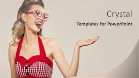  Presentation with glasses - Presentation consisting of smiling-pin-up-girl-holding background and a lemonade colored foreground