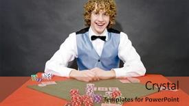  Presentation with poker - PPT theme enhanced with smiling poker dealer ready background and a red colored foreground