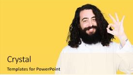  Presentation with jesus christ - Beautiful theme featuring smiling positive doing ok sign backdrop and a yellow colored foreground