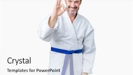  Presentation with kimono - Cool new slide deck with smiling positive doing ok sign backdrop and a white colored foreground