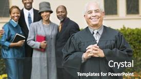  Presentation with preacher - Presentation theme consisting of minister - smiling preacher with congregation background and a dark gray colored foreground