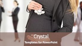  Presentation with pregnant - Slide deck enhanced with smiling pregnant businesswoman holding plane background and a  colored foreground