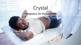  Presentation with ultrasound - Cool new presentation theme with black maternal health - smiling pregnant woman looking towards backdrop and a white colored foreground