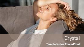  Presentation with pretty japanese - Theme featuring smiling-pretty-blonde-young-woman background and a gray colored foreground