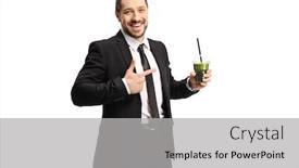  Presentation with white green - Colorful theme enhanced with smiling-professional-man backdrop and a light gray colored foreground