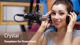  Presentation with radio station - Colorful slides enhanced with smiling radio host posing backdrop and a coral colored foreground