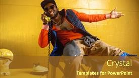  Presentation with rapper - PPT layouts featuring smiling-rapper-talking-by-phone background and a tawny brown colored foreground