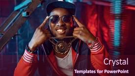  Presentation with rapper - PPT theme consisting of smiling-rapper-with-gold-chain background and a tawny brown colored foreground