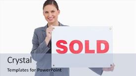  Presentation with real estate - Theme with smiling real estate agent holding background and a light blue colored foreground