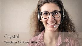  Presentation with receptionist - PPT layouts featuring smiling receptionist background and a coral colored foreground