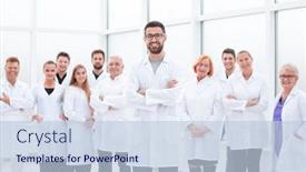  Presentation with research - Presentation theme with smiling-research-supervisor-standing background and a lemonade colored foreground