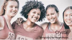  Presentation with runners - PPT layouts with smiling runners supporting breast cancer background and a  colored foreground