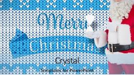  Presentation with merry christmas - Slides with smiling santa claus holding hourglass background and a light blue colored foreground