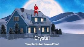  Presentation with winter scene - PPT theme consisting of smiling-santa-claus-standing background and a ocean colored foreground