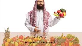  Presentation with white plate - Theme featuring smiling-saudi-arab-man background and a coral colored foreground