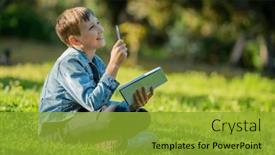  Presentation with school garden - PPT layouts having smiling-school-boy background and a gold colored foreground