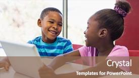  Presentation with kids in school - Beautiful slide deck featuring smiling school kids using backdrop and a violet colored foreground