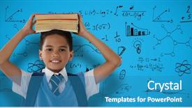  Presentation with animation - PPT layouts with smiling schoolboy carrying books background and a teal colored foreground