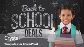  Presentation with animation - Colorful PPT theme enhanced with smiling schoolgirl carrying books backdrop and a gray colored foreground