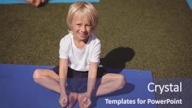  Presentation with portrait happy family smiling - Audience pleasing PPT layouts consisting of smiling schoolgirl exercising in schoolyard backdrop and a ocean colored foreground