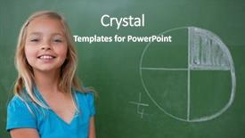  Presentation with learning - Cool new PPT theme with smiling schoolgirl learning the divisions backdrop and a ocean colored foreground