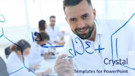  Presentation with formula 1 - Theme featuring smiling scientist writes a formula background and a  colored foreground