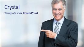  Presentation with senior spa - Beautiful PPT theme featuring your side - smiling senior businessman pointing his backdrop and a sky blue colored foreground