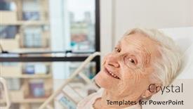 Presentation with senior citizen - Presentation theme consisting of smiling-senior-citizen-in-hospital background and a coral colored foreground