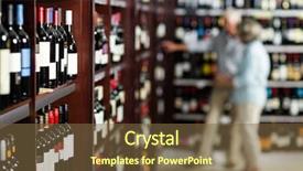  Presentation with senior couple - Presentation theme featuring smiling senior couple choosing wine background and a tawny brown colored foreground