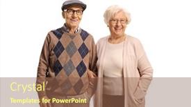  Presentation with senior couple - PPT layouts featuring smiling-senior-couple-posing-isolated background and a tawny brown colored foreground