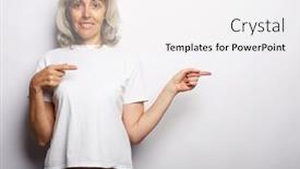  Presentation with advertising - Audience pleasing PPT layouts consisting of smiling-senior-gray-haired-woman backdrop and a white colored foreground