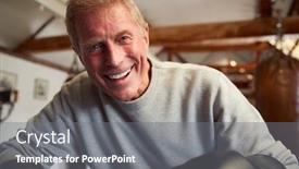  Presentation with boxing ring - Theme having smiling-senior-male-boxer background and a gray colored foreground