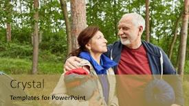  Presentation with tent - Slide deck enhanced with smiling-senior-man-with-arm background and a yellow colored foreground