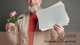  Presentation with pink rose - Presentation theme with smiling-senior-man-with-pink background and a coral colored foreground